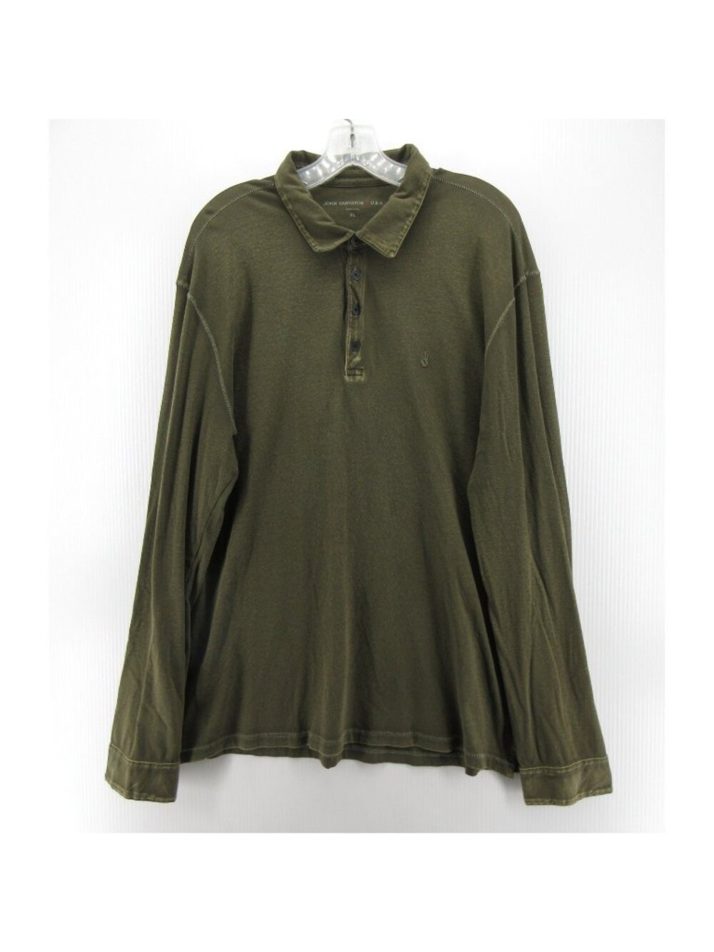 John Varvatos Polo Shirt XL Olive Pullover Minimalist Slub Cotton